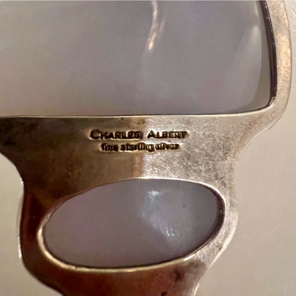 Charles Albert chalcedony and druzy necklace pendant - Picture 4 of 4